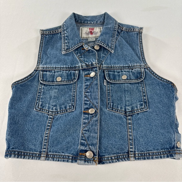 Levi's Jackets & Blazers - Vintage Levi's Denim Vest Women’s Medium Circa 1996 100% Cotton Side Buttons EUC